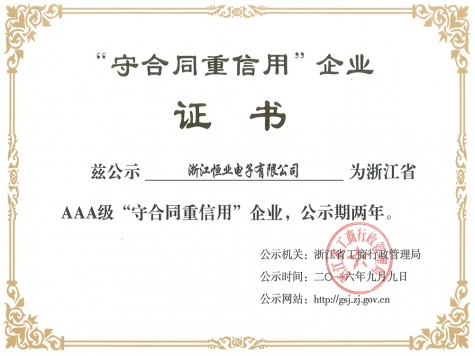 Honor Certificate